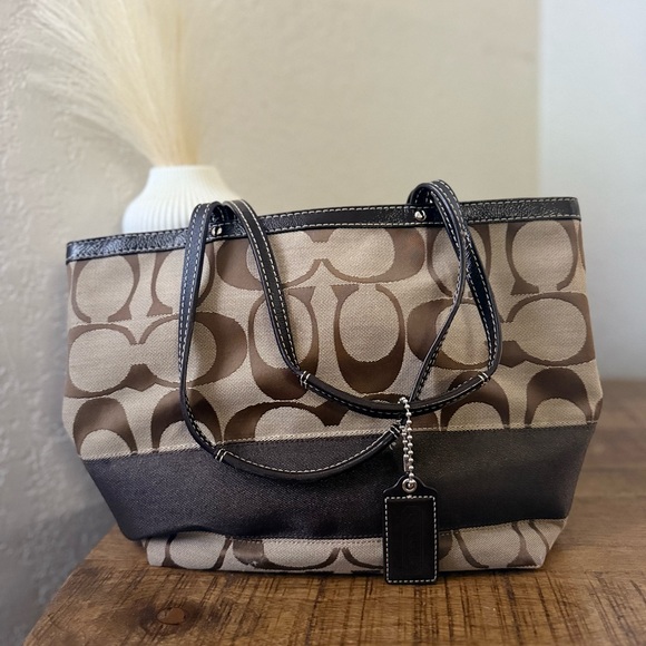 Coach Tan and Brown Signature Tote - Picture 5 of 5